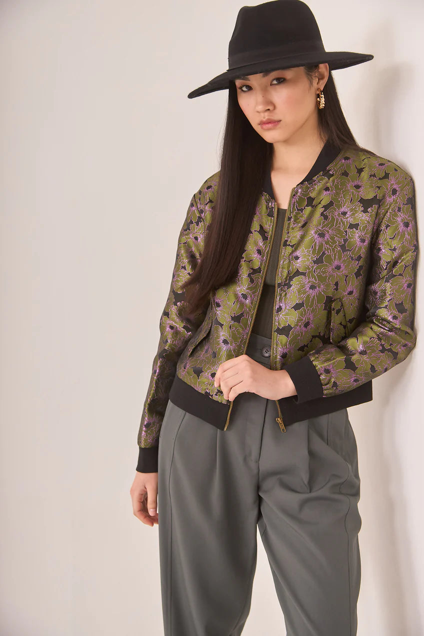 Green Jacquard Bomber