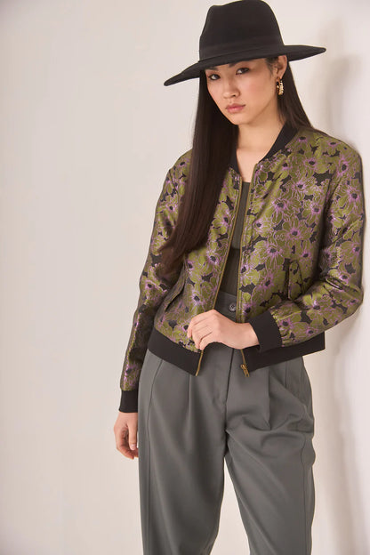 Green Jacquard Bomber