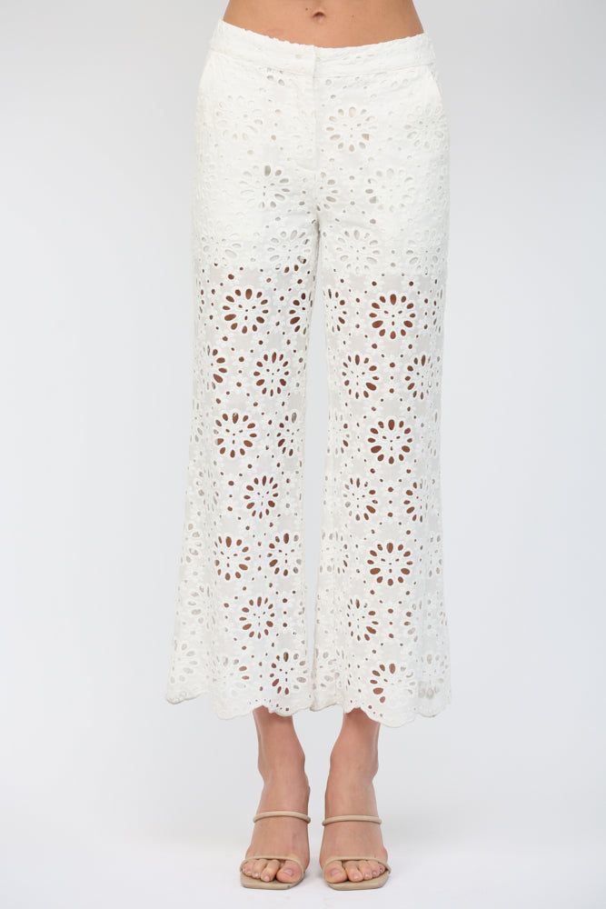 Floral Eyelet Pants