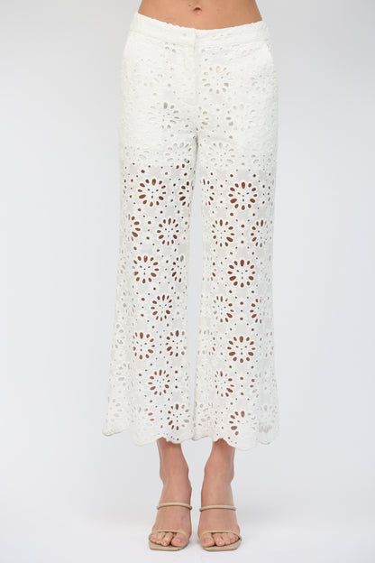 Floral Eyelet Pants