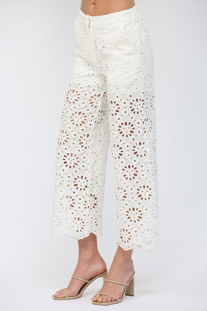 Floral Eyelet Pants