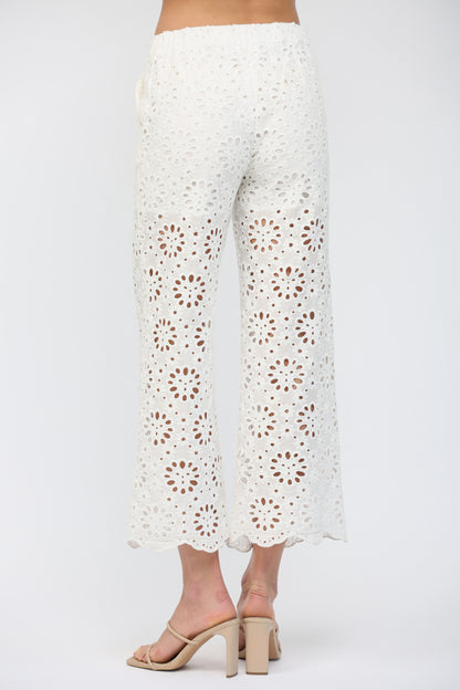 Floral Eyelet Pants