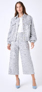 Silver Sequin Tweed Culottes Pant