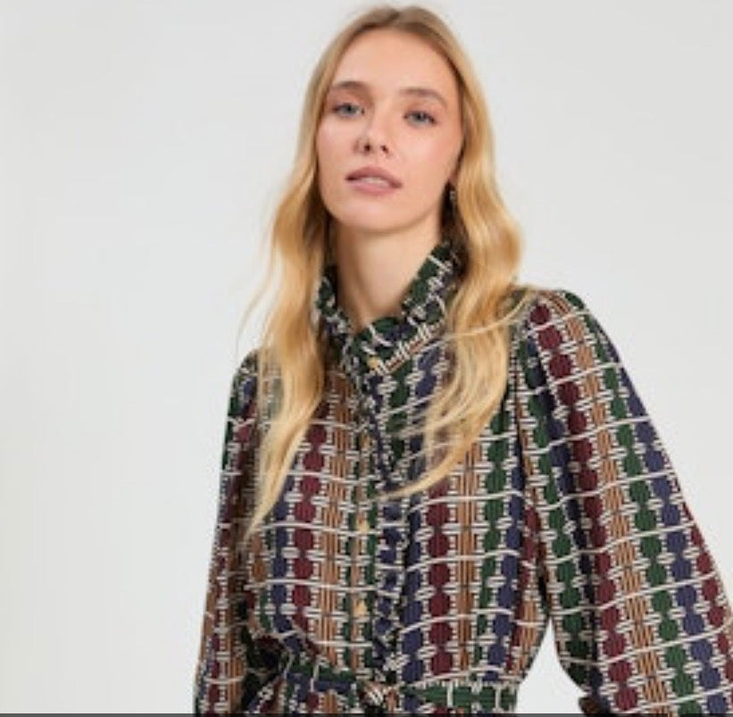 Geometric Print Press Dress