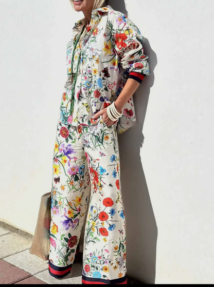 Floral Printed Casual Shirt Trouser Set