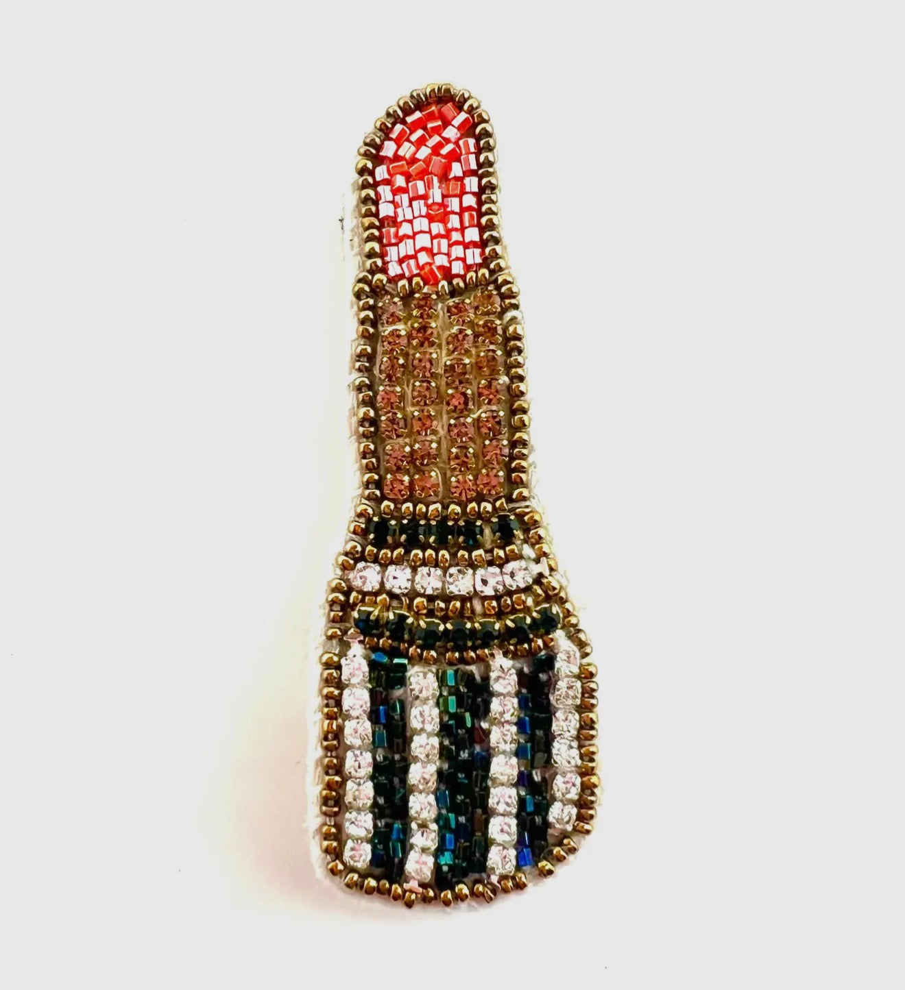 Lipstick Beaded Brooch
