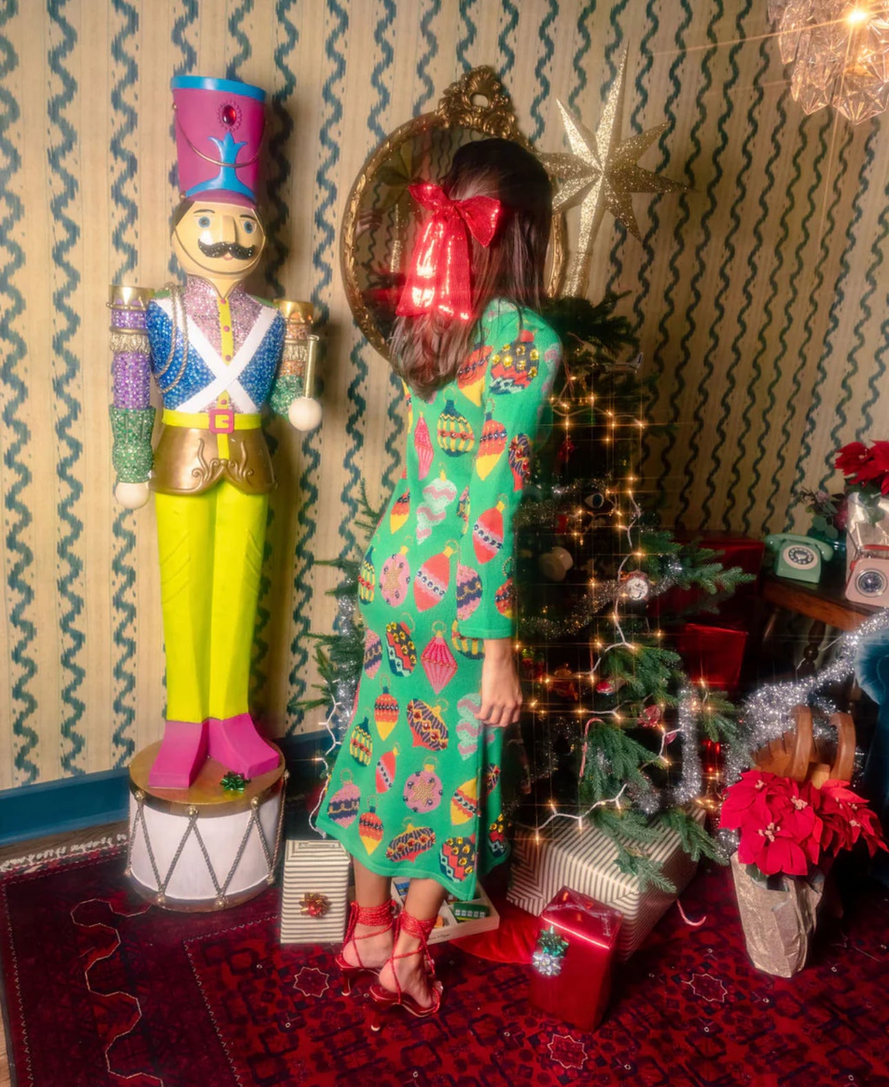Green Ornament Maxi Dress