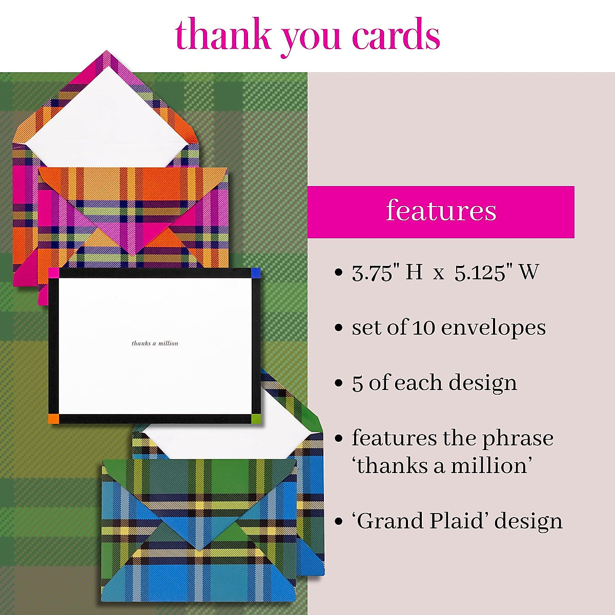Kate Spade Grand Plaid Thank You Card Set