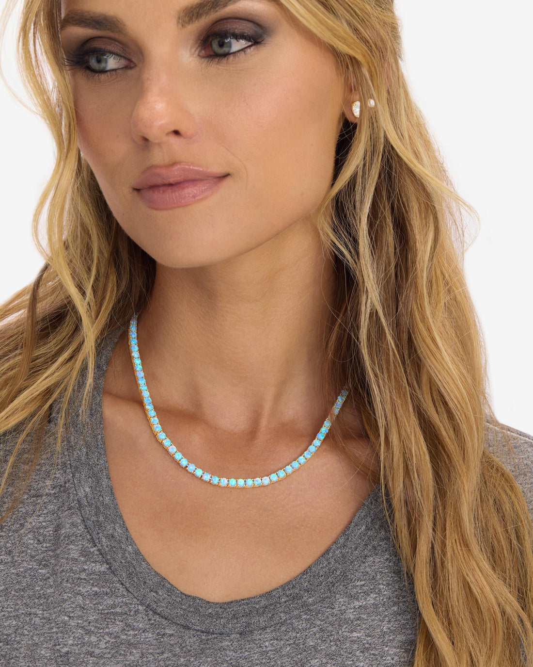 Blue Opal Tennis Necklace