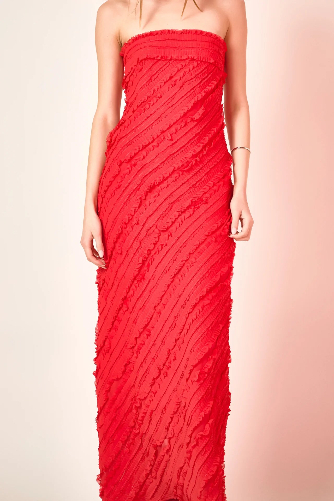 Strapless Ruffled Maxi