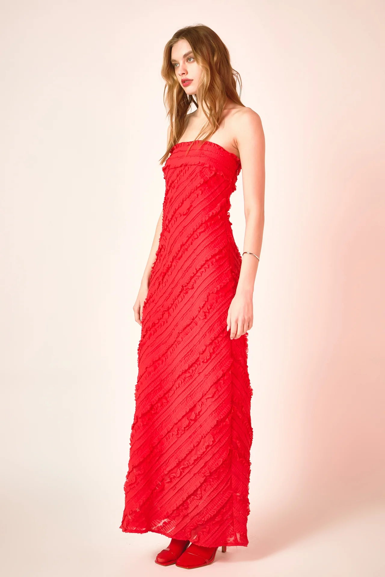 Strapless Ruffled Maxi