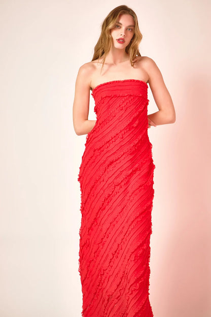 Strapless Ruffled Maxi