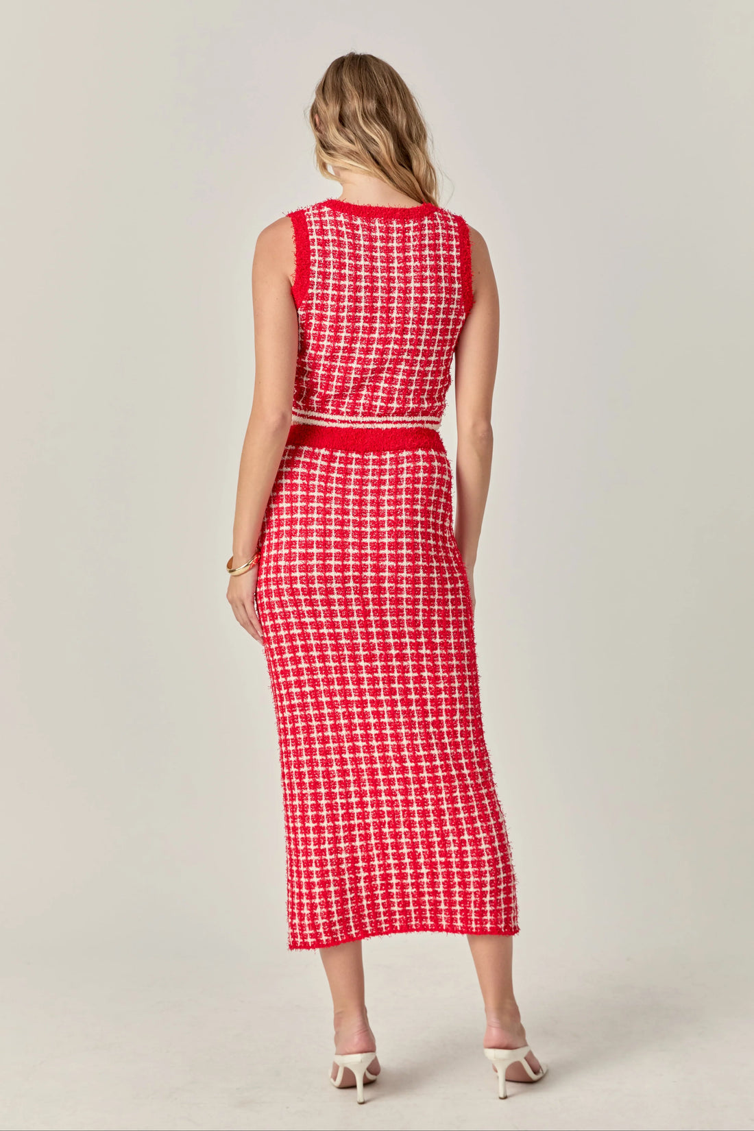 Check Knit Maxi Skirt