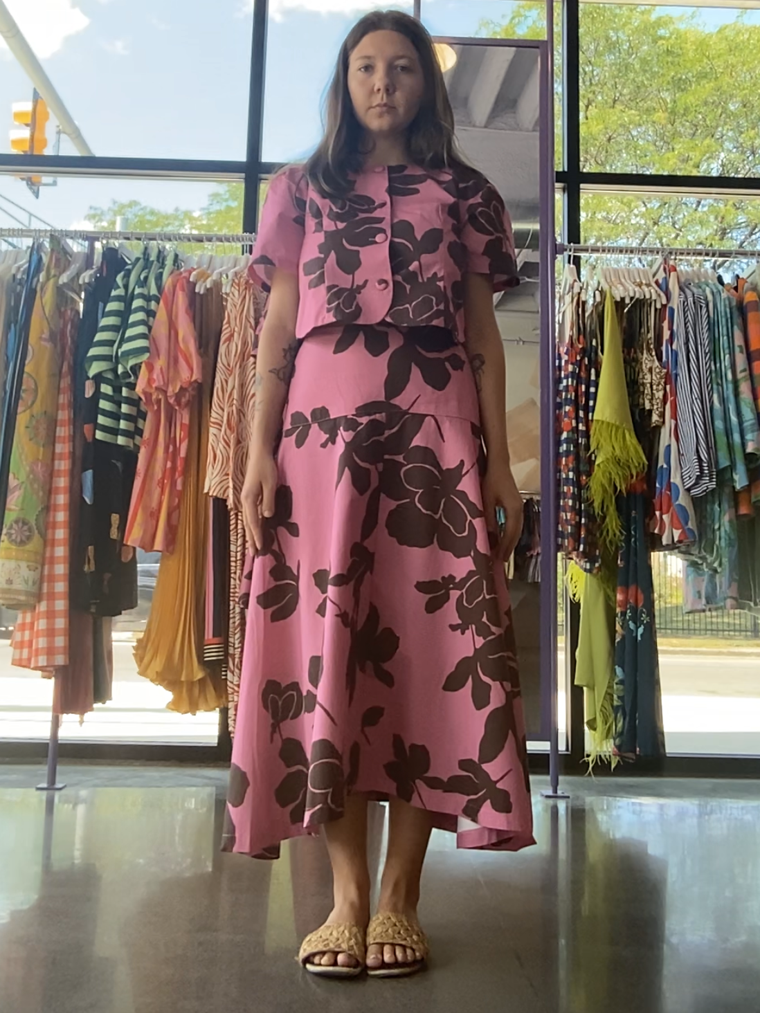 Pink Floral Skirt