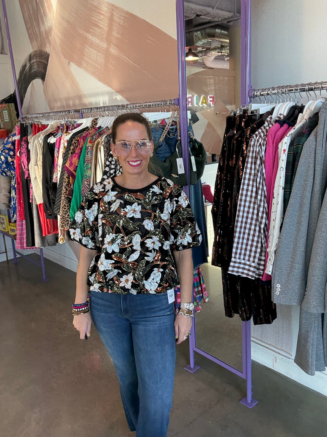 Velvet &amp; Sequin Bubble Top