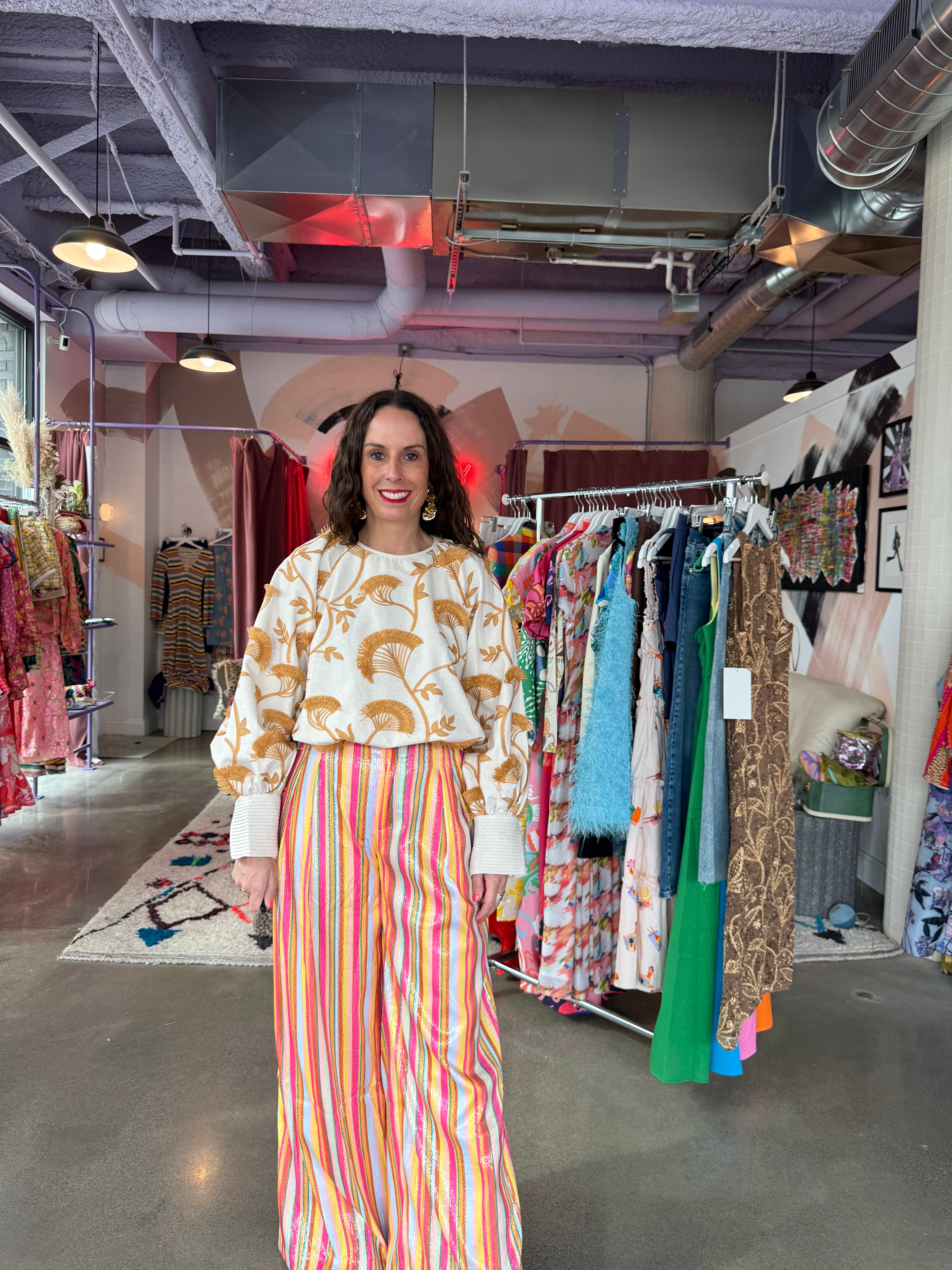 Embroidered Bubble Top