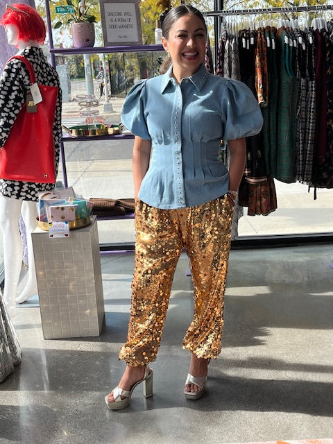 Gold Sequin Jogger