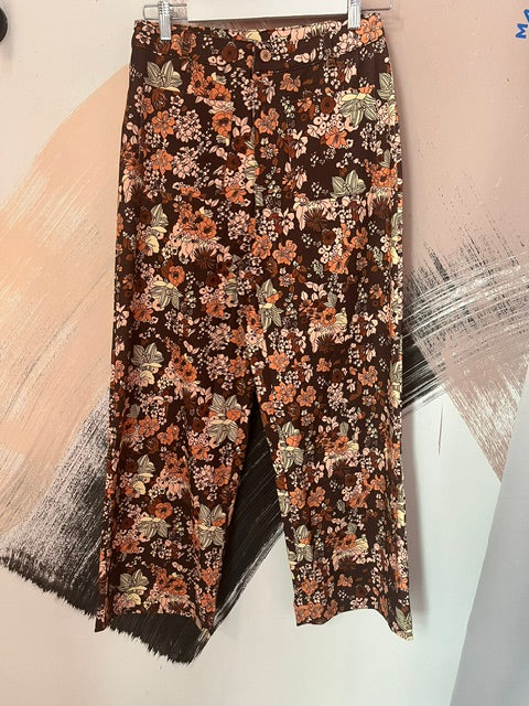 Brown Floral Pants