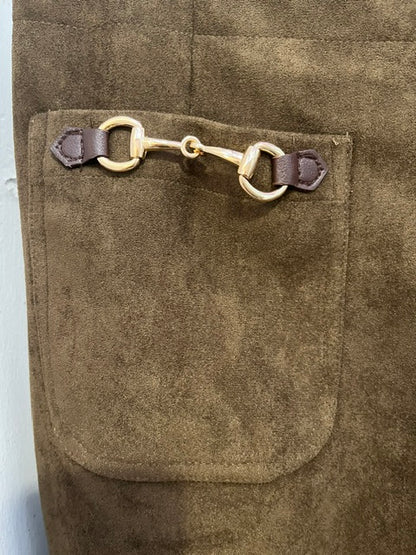 Faux Suede Midi Skirt