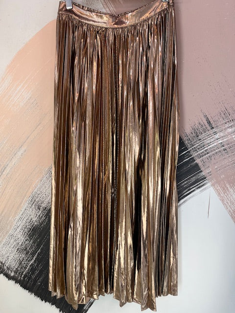 Bronze Pleated Maxi Skirt