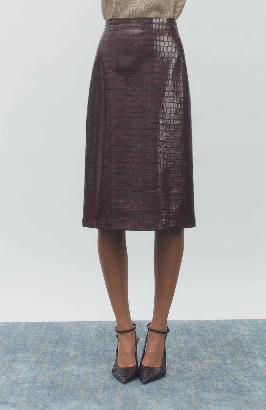 Croc Leather Skirt