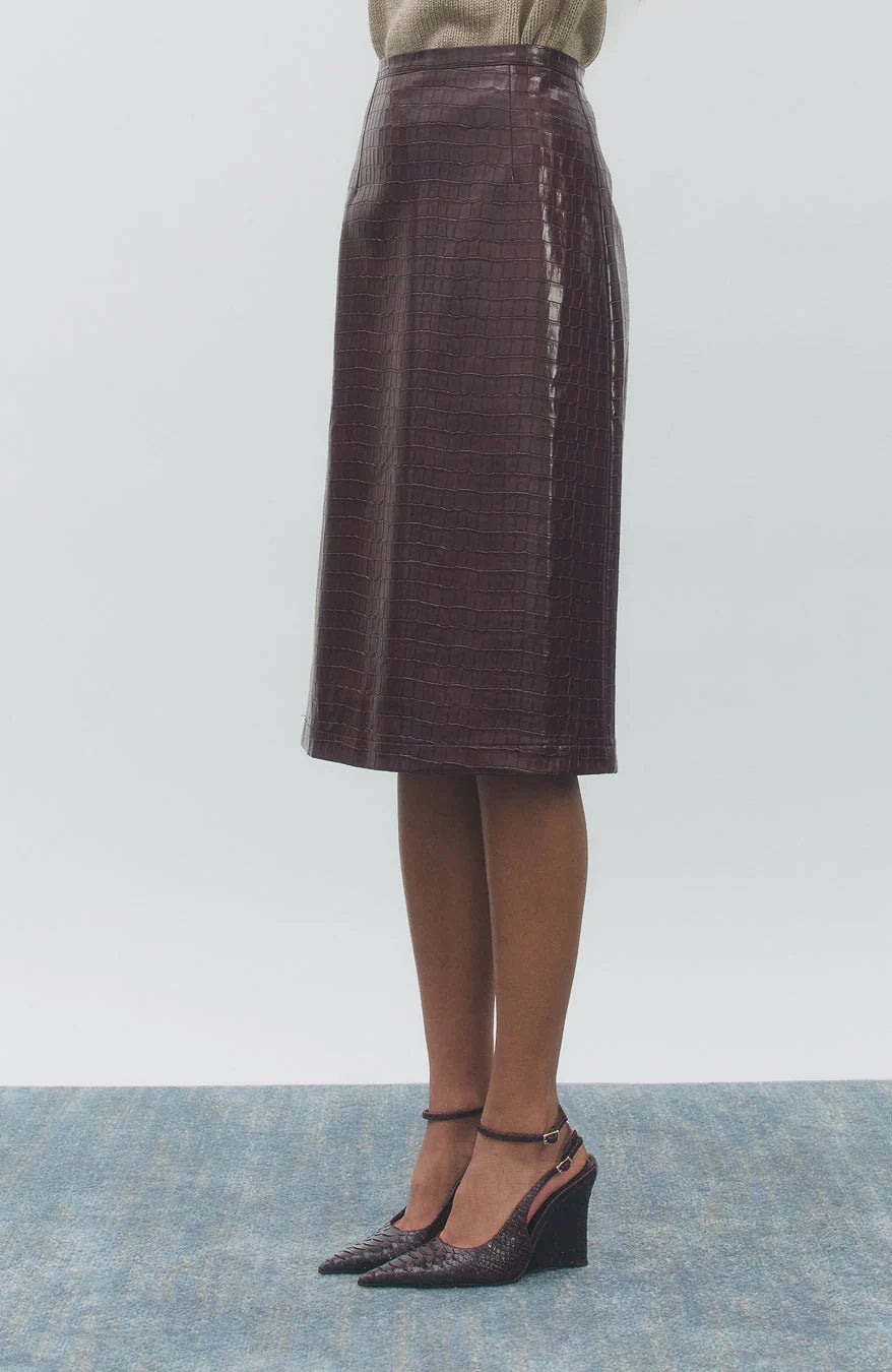 Croc Leather Skirt