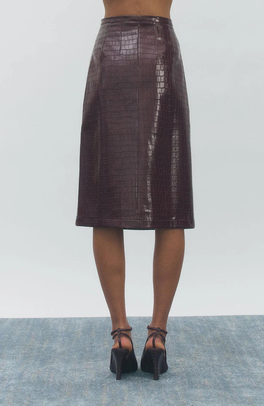 Croc Leather Skirt