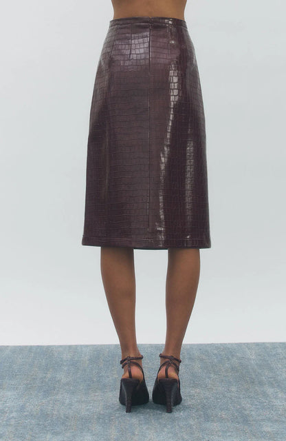 Croc Leather Skirt