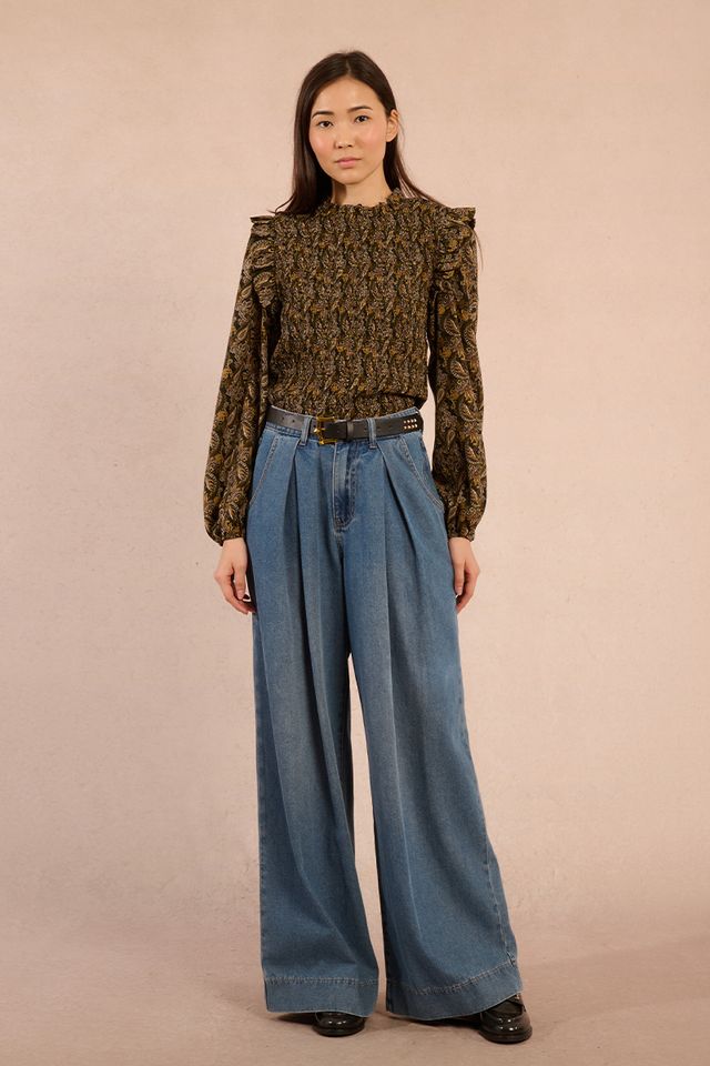 Baggy Pleated Denim