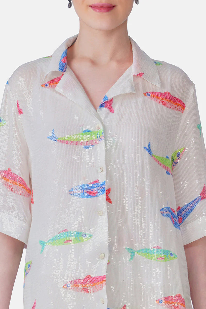Salt and Sea Sequenced Fish Printed Shirts