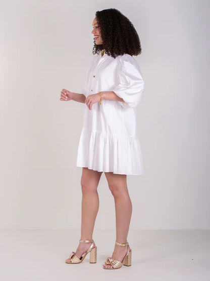 Sadie Dress - White Cotton Poplin