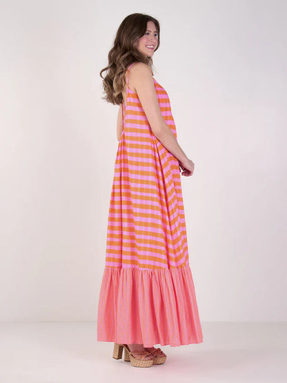Susannah Maxi - Coral Pink Stripe