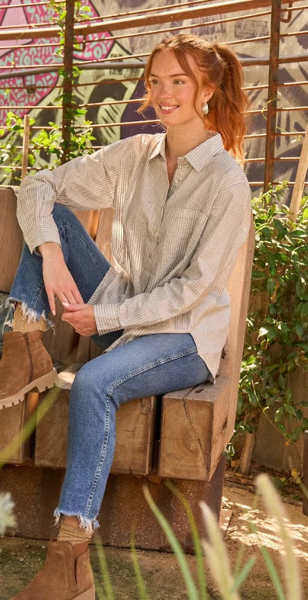 Menswear Metallic Stripe Shirt