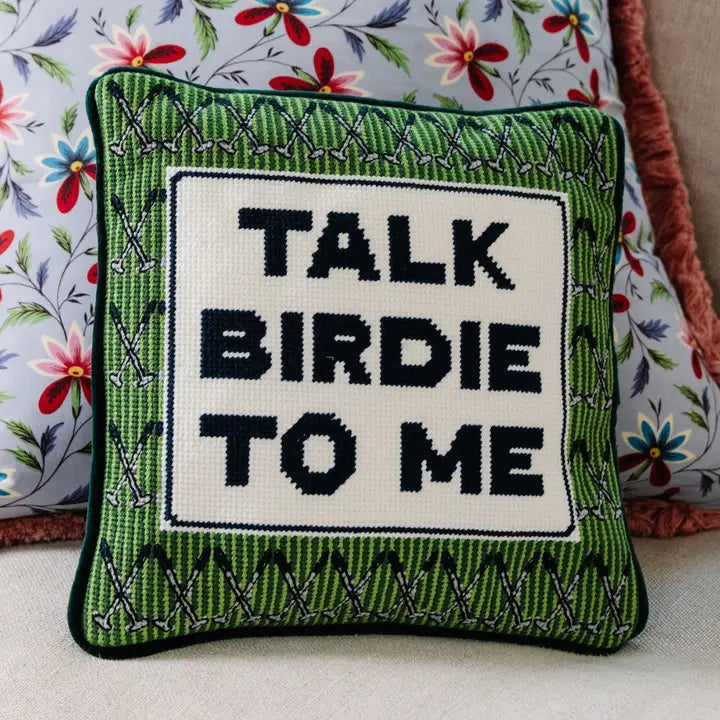 Talk Birdie To Me Needlepoint Pillow