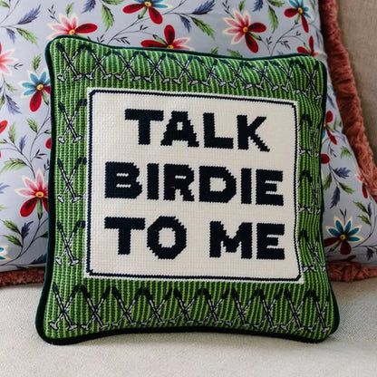Talk Birdie To Me Needlepoint Pillow