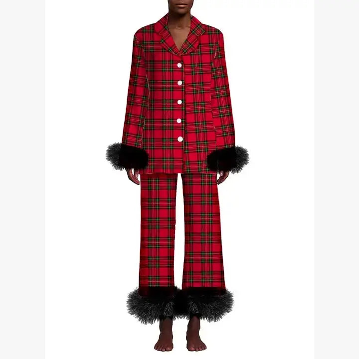 Plaid &amp; Fur PJ set