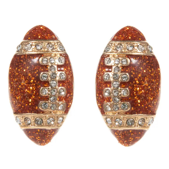 Game Day Football Shaped Enamel Post Earrings