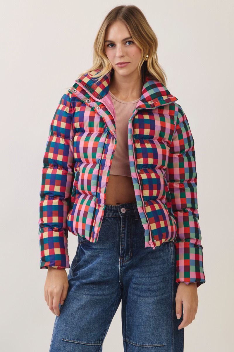 Plaid Puffer Coat