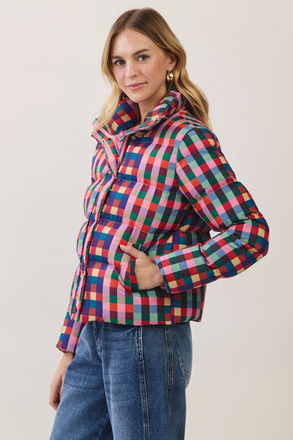 Plaid Puffer Coat