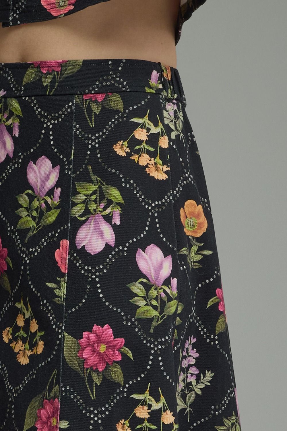 Black Floral Midi Skirt