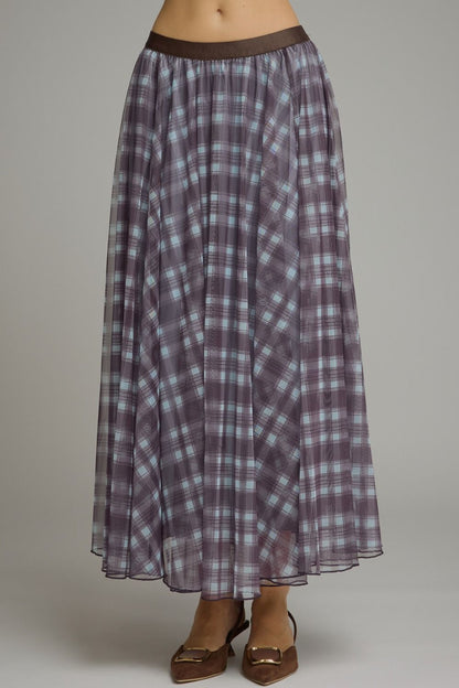 Plaid Chiffon Skirt