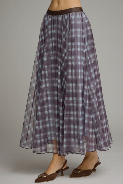 Plaid Chiffon Skirt