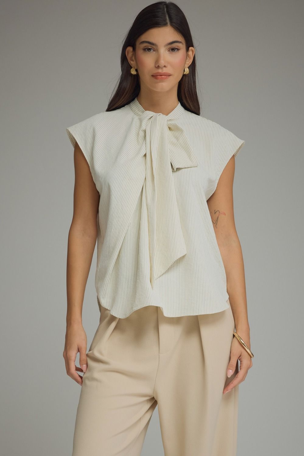 Striped Bow Tie Top