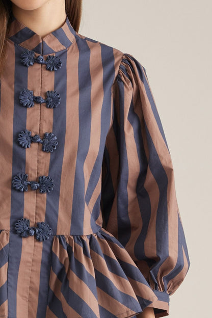 Brown &amp; Navy Striped Top