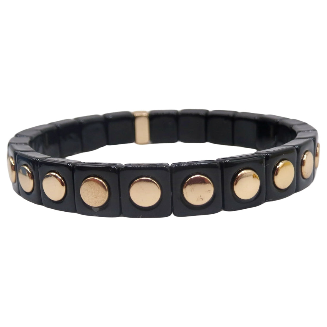 Gold on Black Stud Braceletk