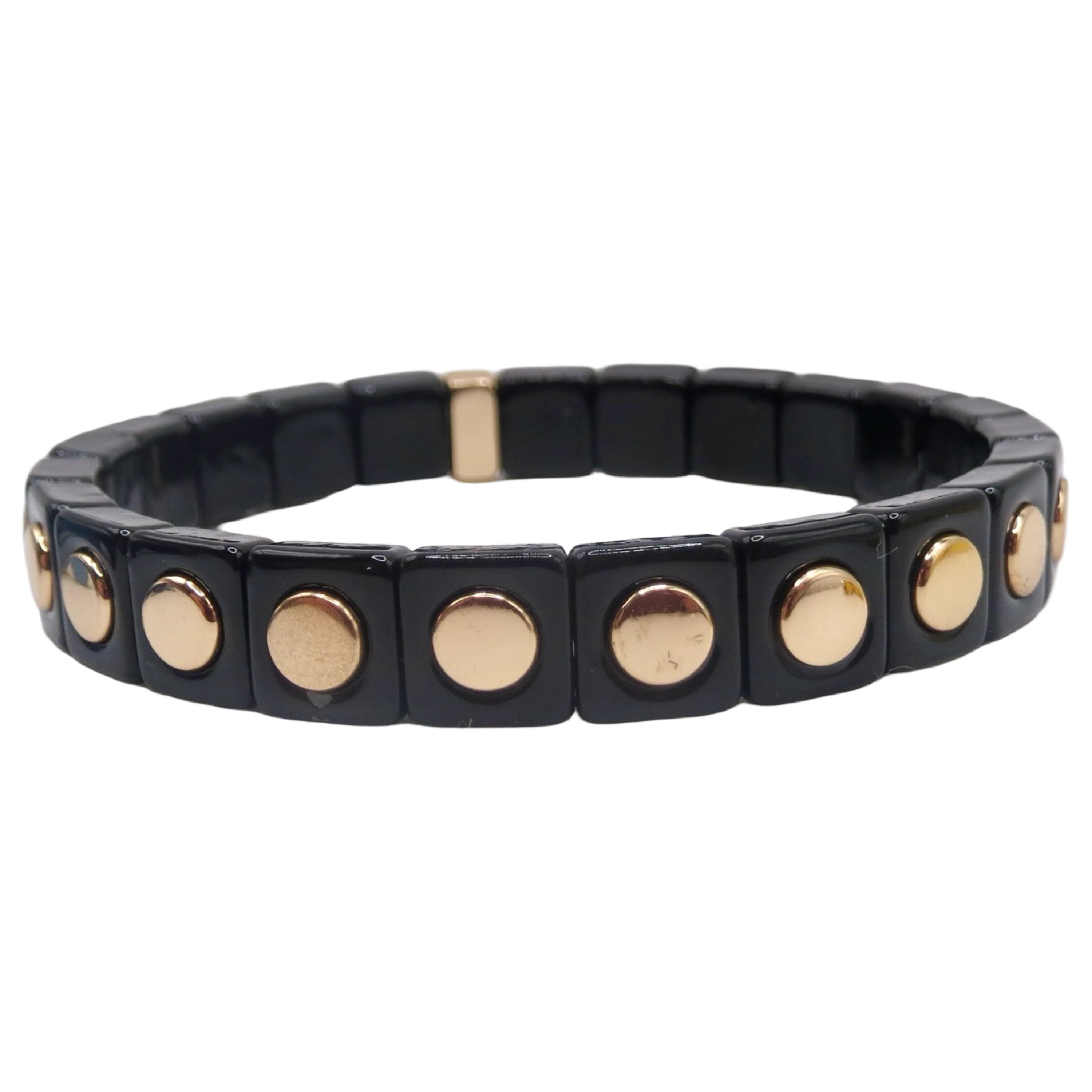 Gold on Black Stud Braceletk