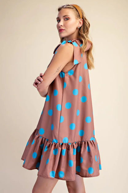 Tie Neck Polka Dot Mini