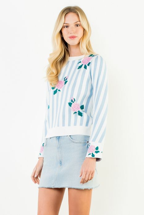 Posy Floral Stripe Sweater